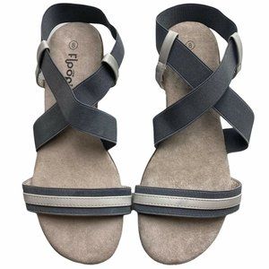 FLOOPI SANDALS WOMEN SIZE 8 OPEN TOE ELASTIC ANKLE STRAP FOAM INSOLE NEW